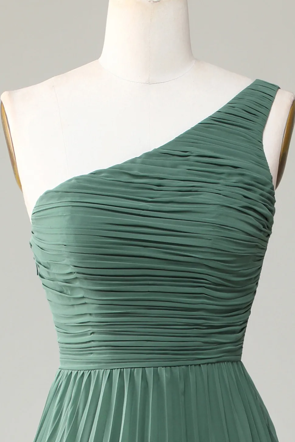 Eucalipto Um Ombro Uma Linha Ruched Vestido Madrinha