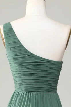 Eucalipto Um Ombro Uma Linha Ruched Vestido Madrinha
