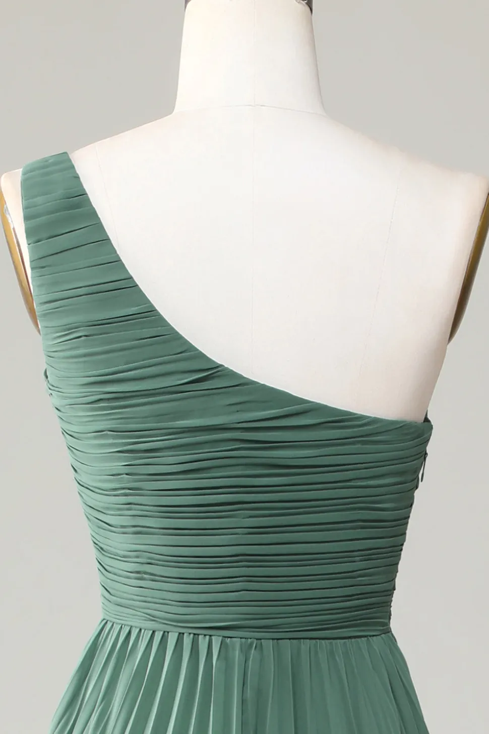 Eucalipto Um Ombro Uma Linha Ruched Vestido Madrinha
