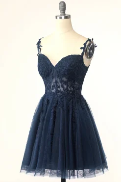 Exclusivo A Line Spaghetti Straps Mint Vestido Curto Homecoming com Apliques