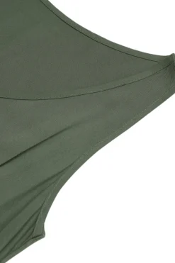 Exército Verde Linha-A Midi Vestido de Verão com Cinto