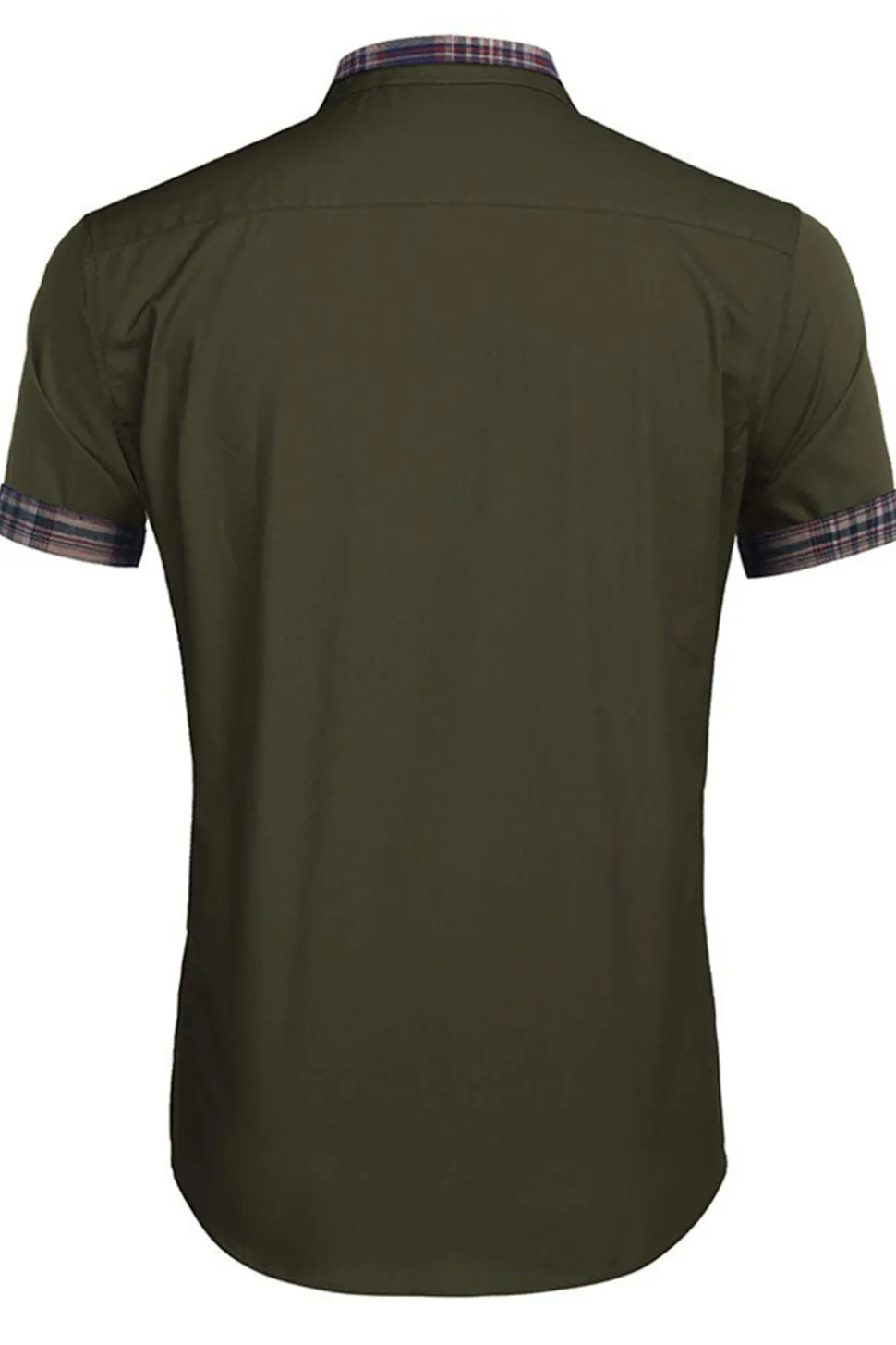 Exército Verde mangas curtas botão para baixo camisa masculina casual