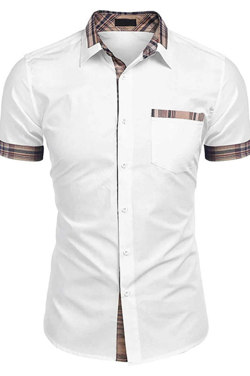 Exército Verde mangas curtas botão para baixo camisa masculina casual