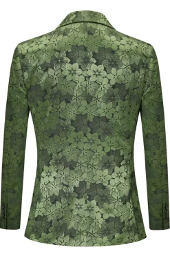 Exército Verde Pico Lapela 2 Peças Masculino Prom Terno com Padrão