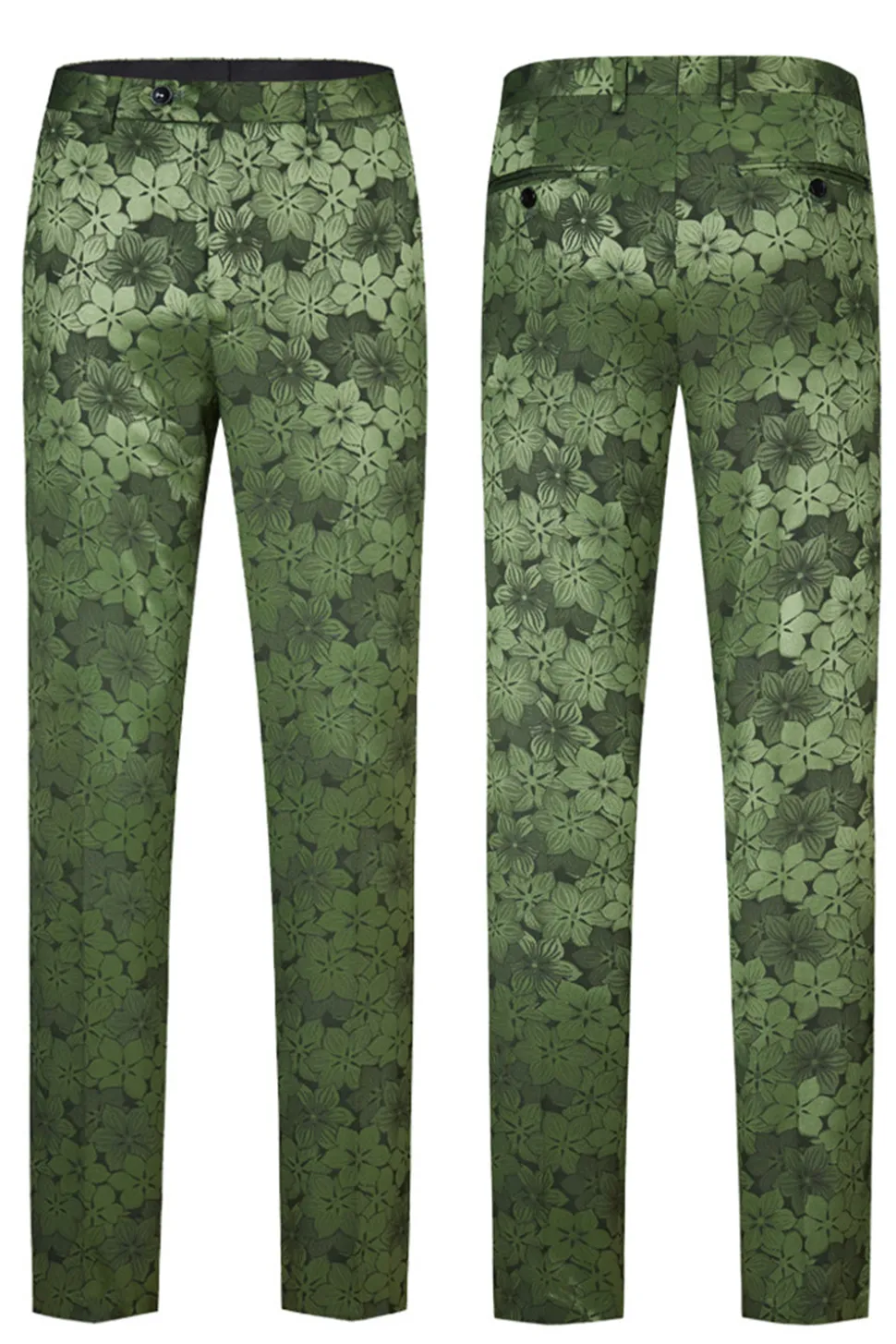 Exército Verde Pico Lapela 2 Peças Masculino Prom Terno com Padrão