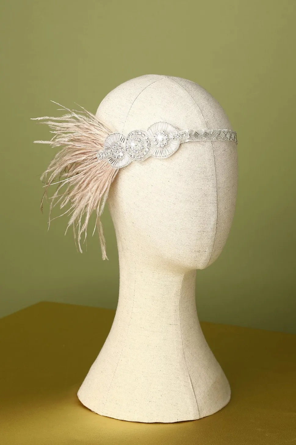 Faixa De Cabeça De Flapper Com Cercadura De Penas De 1920