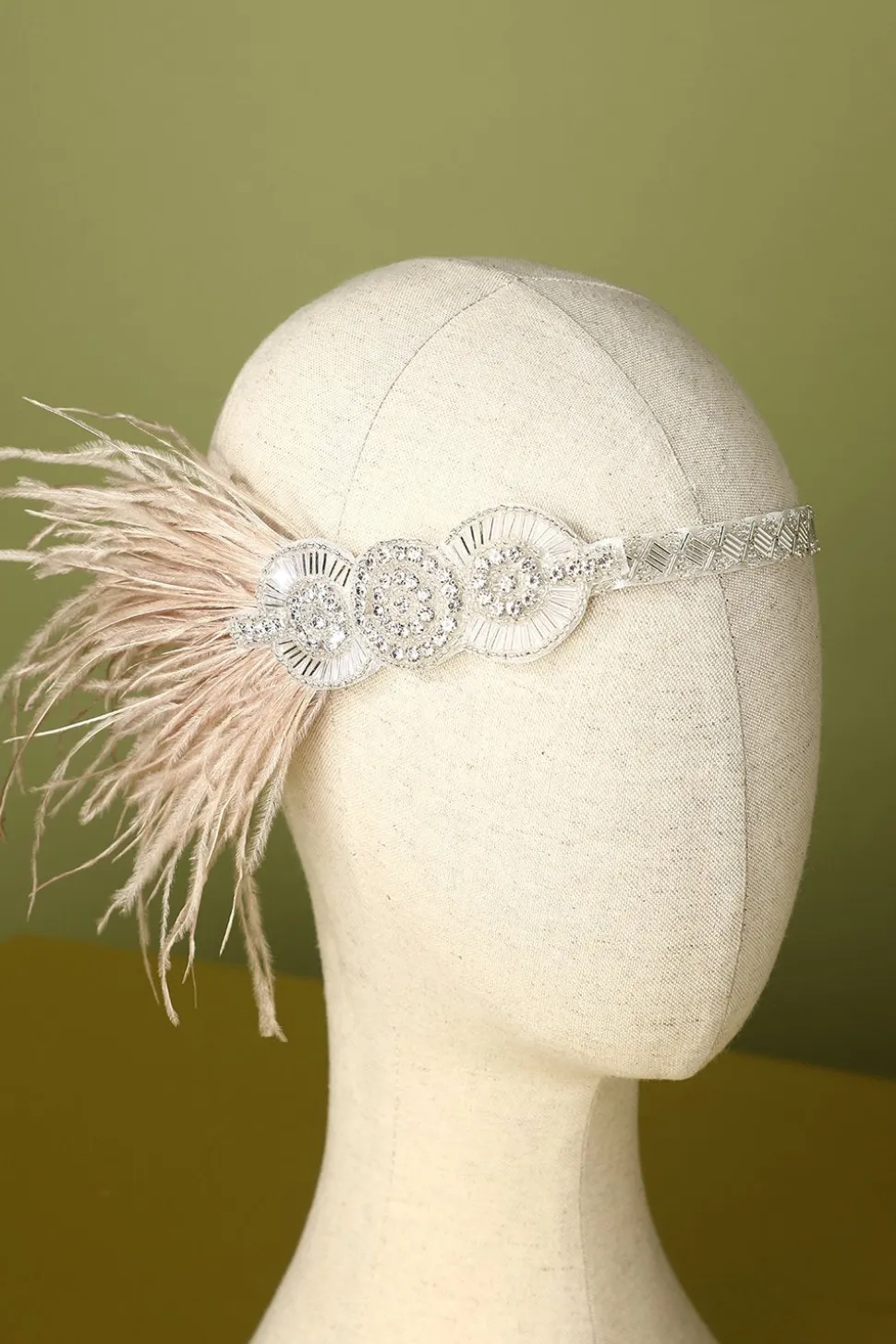 Faixa De Cabeça De Flapper Com Cercadura De Penas De 1920