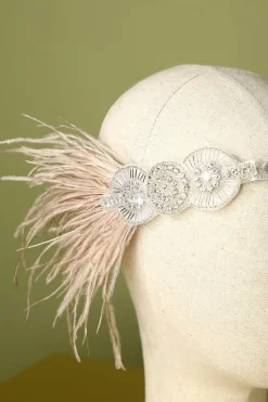 Faixa De Cabeça De Flapper Com Cercadura De Penas De 1920