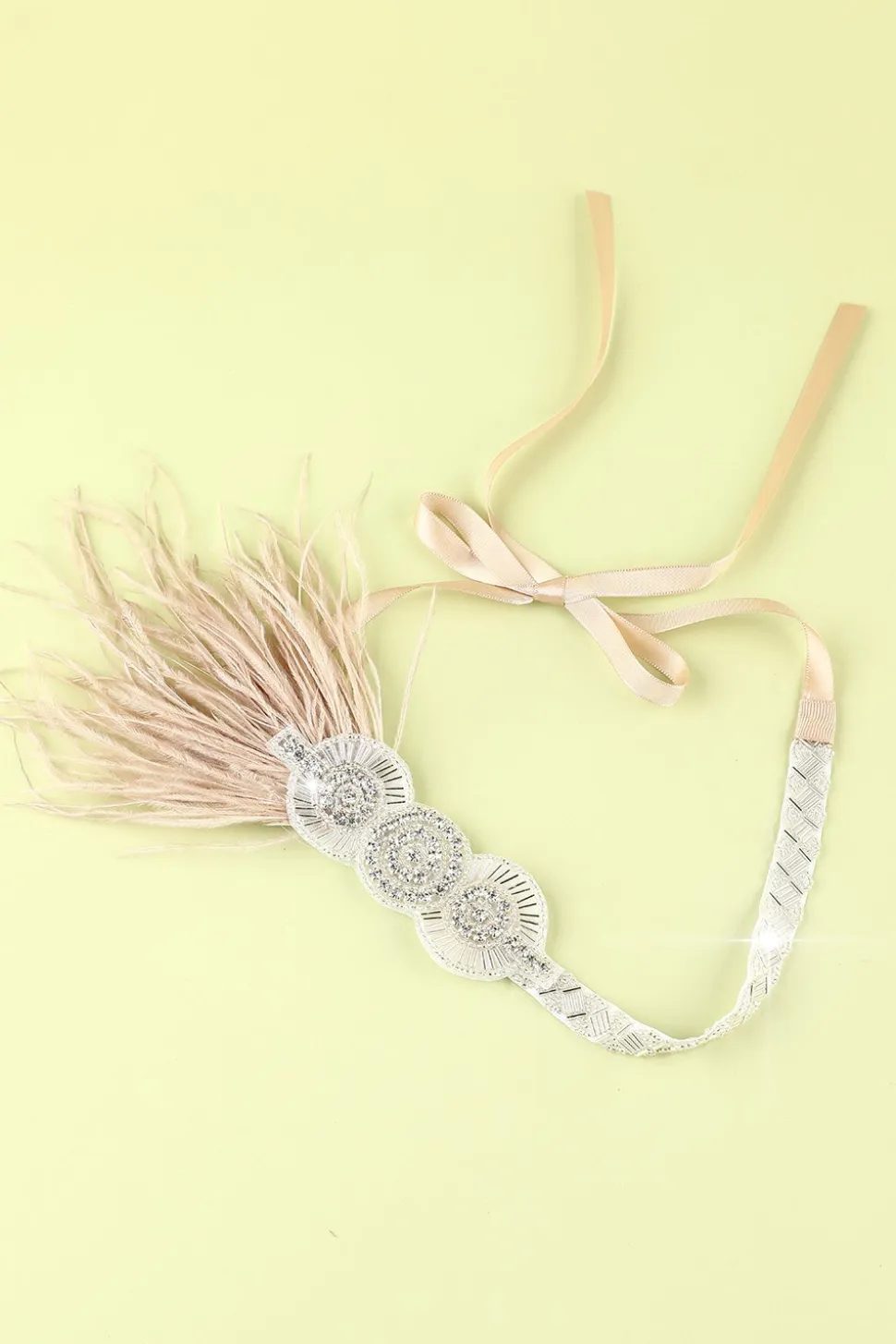 Faixa De Cabeça De Flapper Com Cercadura De Penas De 1920