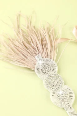 Faixa De Cabeça De Flapper Com Cercadura De Penas De 1920