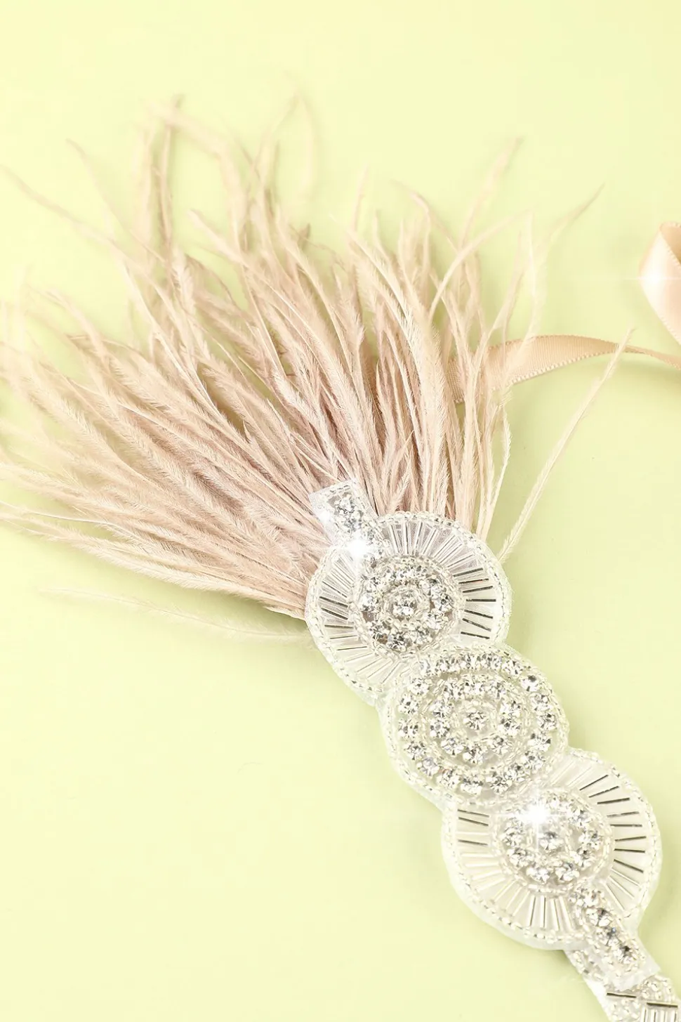 Faixa De Cabeça De Flapper Com Cercadura De Penas De 1920