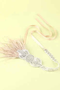 Faixa De Cabeça De Flapper Com Cercadura De Penas De 1920