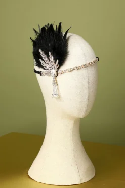 Faixa De Cabeça Preta Flapper Dos Anos 1920
