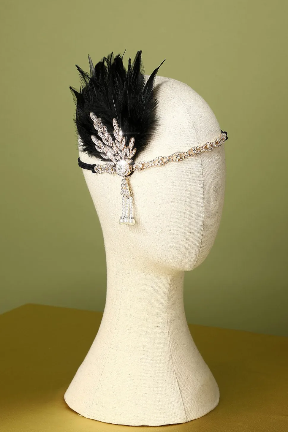 Faixa De Cabeça Preta Flapper Dos Anos 1920