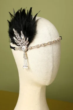 Faixa De Cabeça Preta Flapper Dos Anos 1920