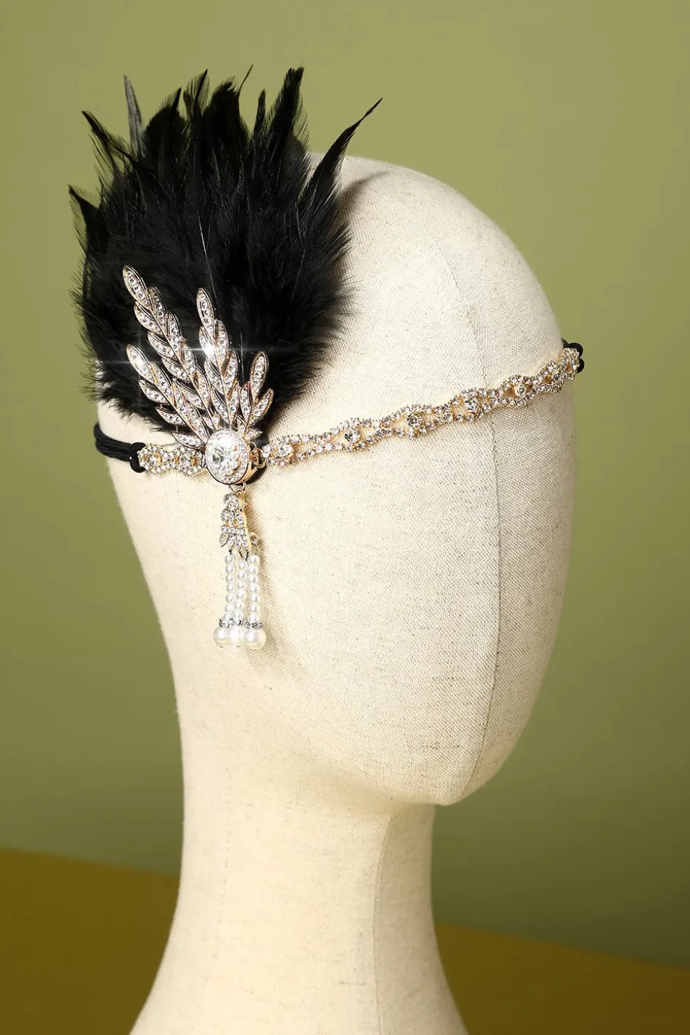Faixa De Cabeça Preta Flapper Dos Anos 1920