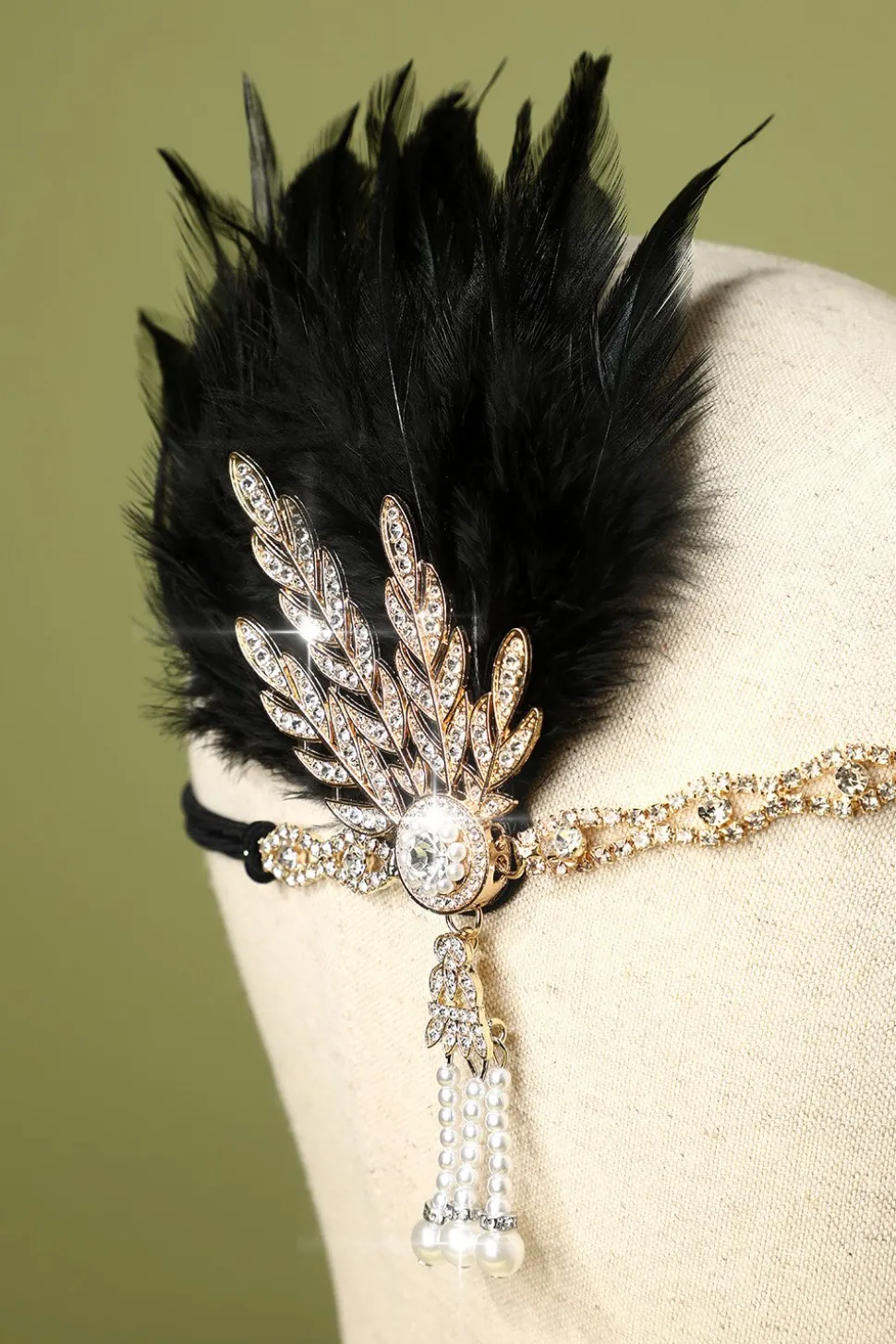 Faixa De Cabeça Preta Flapper Dos Anos 1920