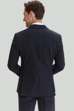 Fato cinza escuro 3 peças masculina pinstripe