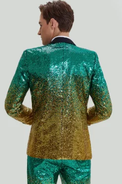 Fatos de lapel de 2 peças de verde dourados