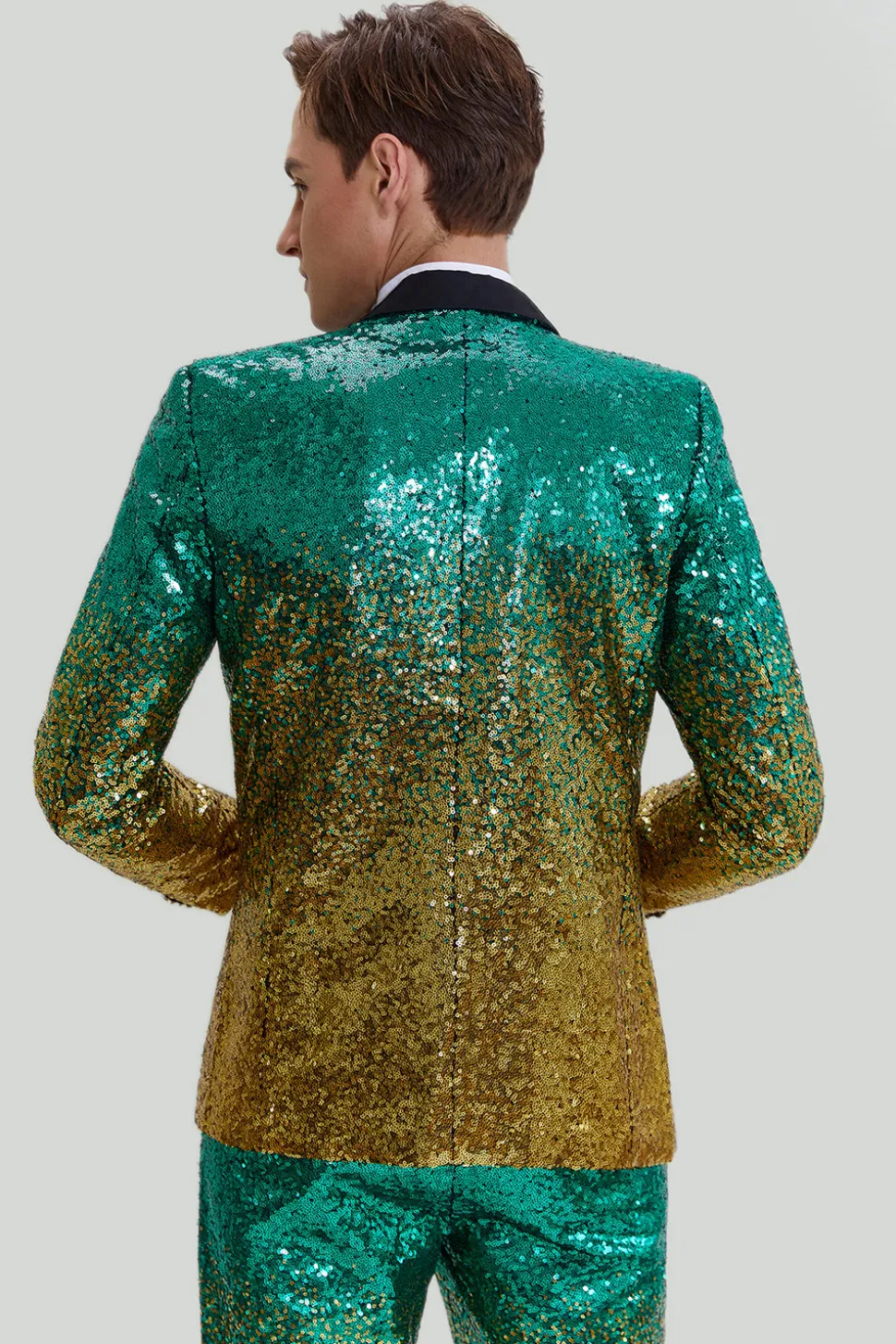 Fatos de lapel de 2 peças de verde dourados