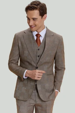 Fatos masculinos 3 peças castanho