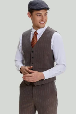 Fatos masculinos 3 peças café listras