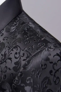 Fatos Masculinos 2 Peças Jacquard Lapela Redonda Preto