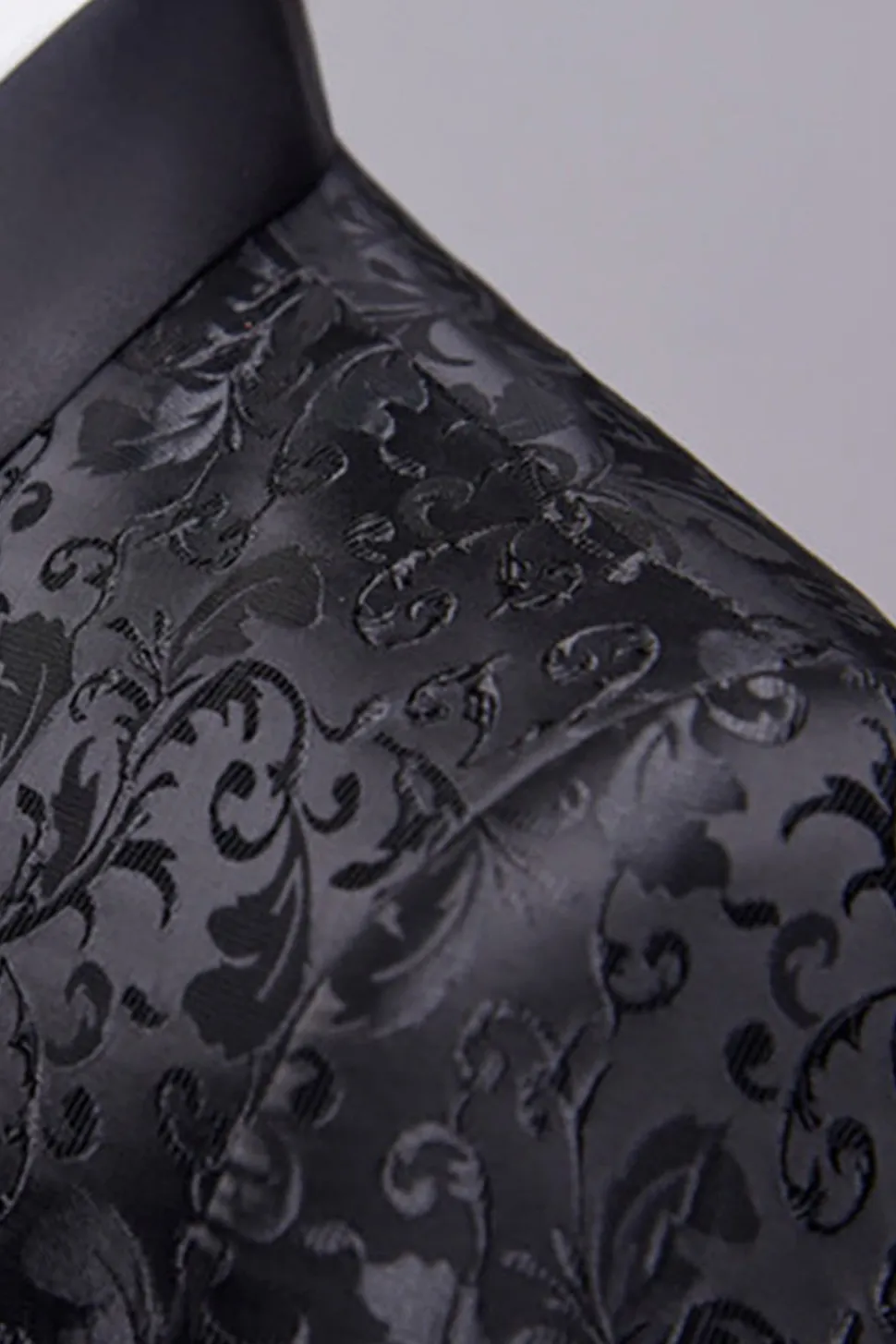 Fatos Masculinos 2 Peças Jacquard Lapela Redonda Preto