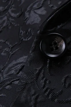 Fatos Masculinos 2 Peças Jacquard Lapela Redonda Preto