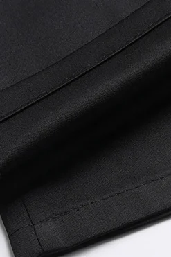 Fatos Masculinos 2 Peças Jacquard Lapela Redonda Preto