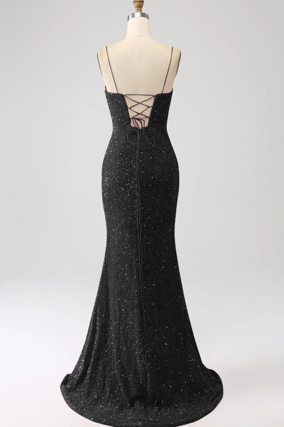 Fúcsia Sereia Esparguete Alças V-Neck Vestido de Baile de Lantejoulas Com Split
