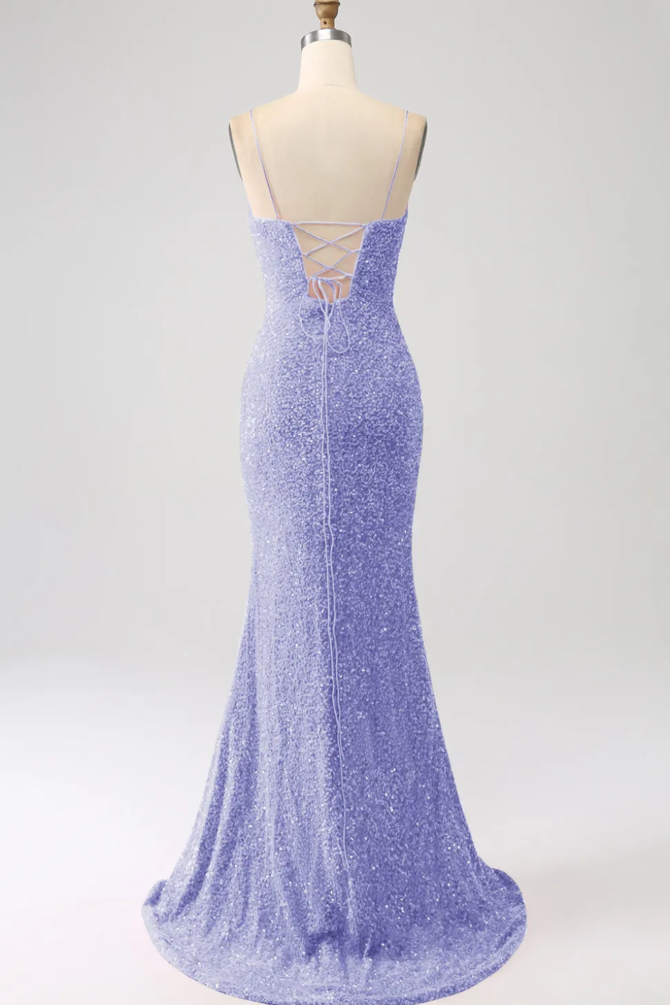 Fúcsia Sereia Esparguete Alças V-Neck Vestido de Baile de Lantejoulas Com Split