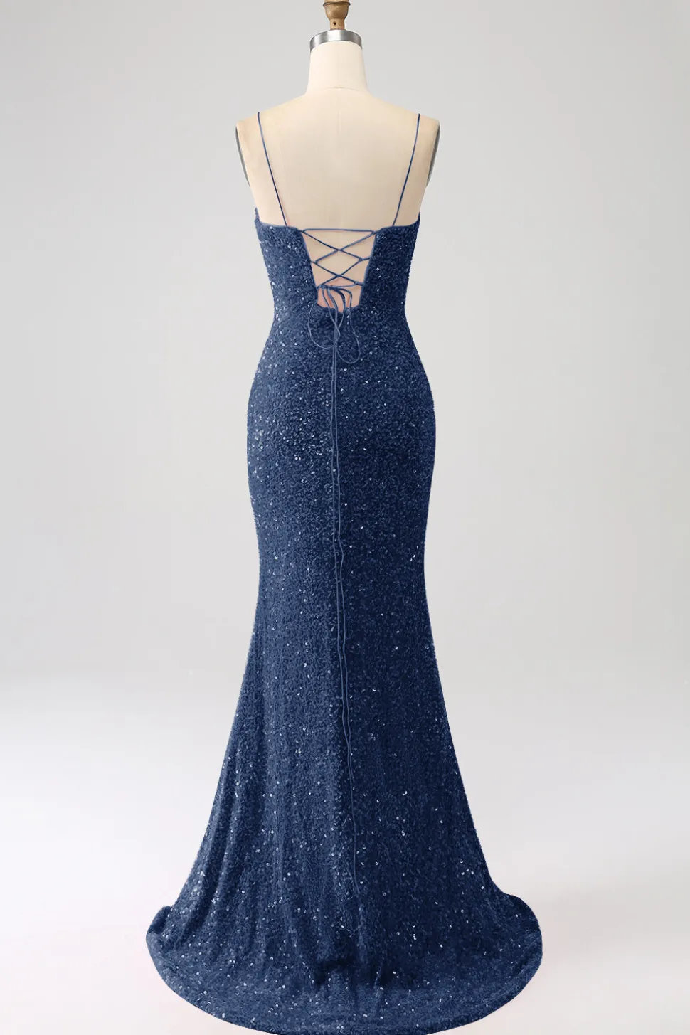 Fúcsia Sereia Esparguete Alças V-Neck Vestido de Baile de Lantejoulas Com Split