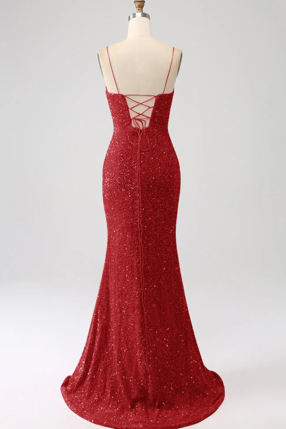 Fúcsia Sereia Esparguete Alças V-Neck Vestido de Baile de Lantejoulas Com Split