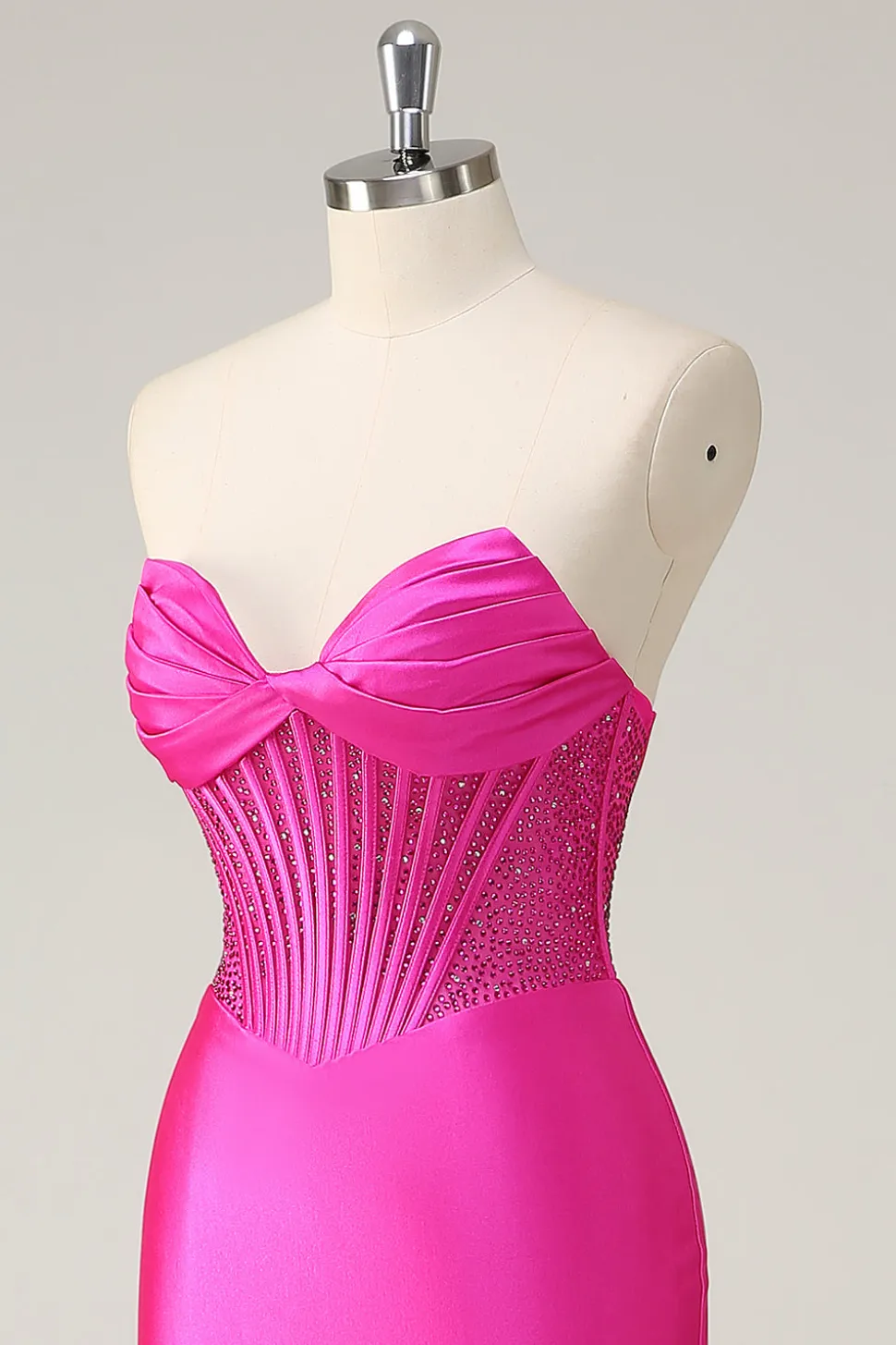 Fúcsia Sereia Espartilho sem alças Vestido de baile