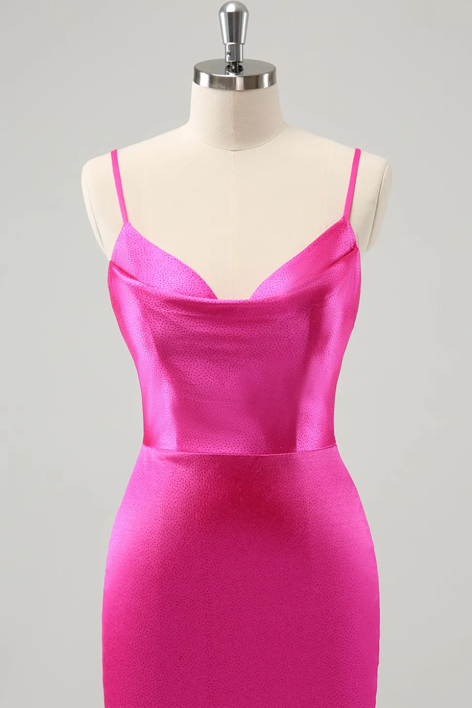 Fúcsia simples Cowl Neck Backless Tight Short Homecoming Dress