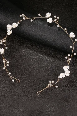 Fita de cabeça de noiva dourada de flor