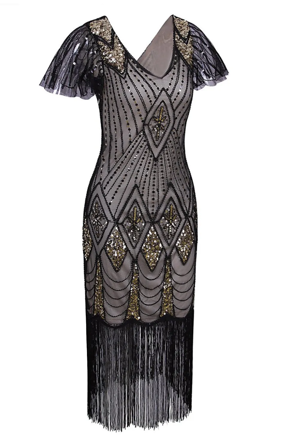 Flapper Black 1920s Sequins Dress
