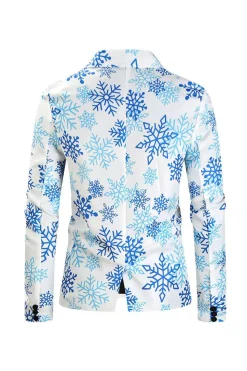 Floco de neve azul claro impresso 3 peças ternos homens de Natal