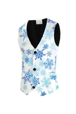Floco de neve azul claro impresso 3 peças ternos homens de Natal