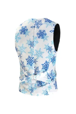 Floco de neve azul claro impresso 3 peças ternos homens de Natal
