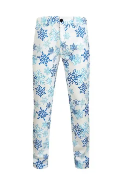 Floco de neve azul claro impresso 3 peças ternos homens de Natal