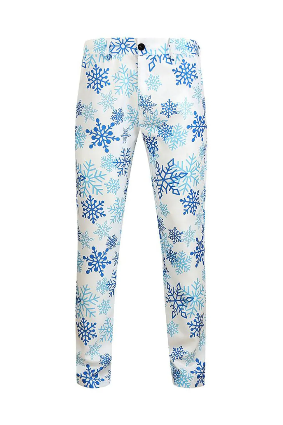 Floco de neve azul claro impresso 3 peças ternos homens de Natal