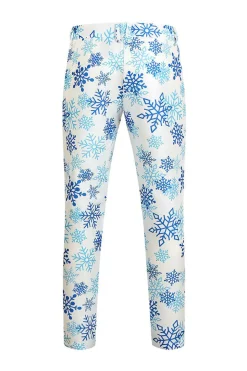 Floco de neve azul claro impresso 3 peças ternos homens de Natal