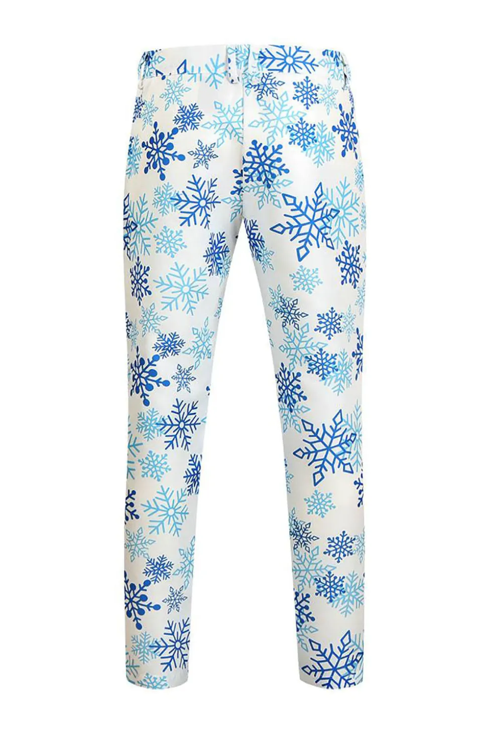 Floco de neve azul claro impresso 3 peças ternos homens de Natal