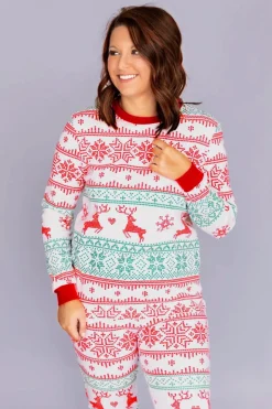 Floco De Neve E Veado Print Família Cinza Combinando Conjunto de Pijamas de Natal