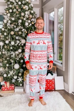 Floco De Neve E Veado Print Família Cinza Combinando Conjunto de Pijamas de Natal