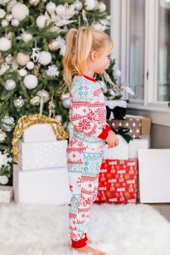 Floco De Neve E Veado Print Família Cinza Combinando Conjunto de Pijamas de Natal