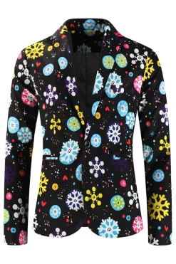 Floco de neve preto 3 peças terno de Natal masculino