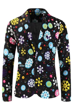 Floco de neve preto 3 peças terno de Natal masculino
